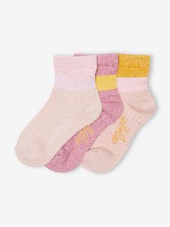 Menina 2-14 anos-Roupa interior-Lote de 3 pares de meias, em malha canelada, para menina