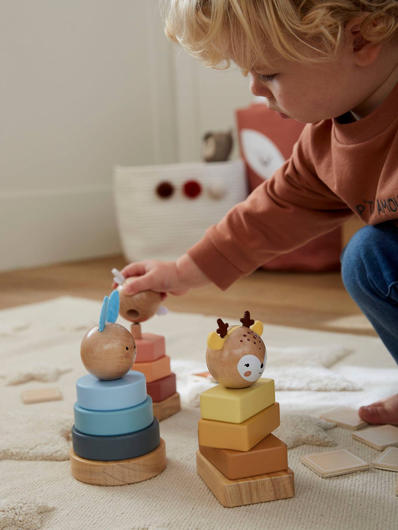 Empilhamento de brinquedo de madeira de jogo de torre para crianças de 3 a  9 anos