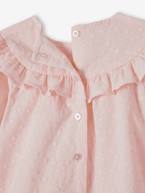 Blusa bordada com folho, para bebé cru+rosa-pálido 