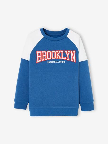 Sweat de desporto colorblock, team Brooklyn, para menino azul-rei+noz pecã 