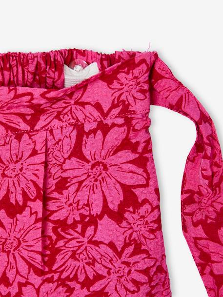 Saia-calção, para menina cru+rosa-framboesa+verde 