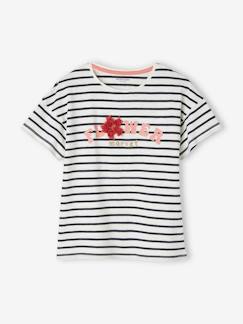 Menina 2-14 anos-T-shirt com detalhes em relevo e irisados, para menina
