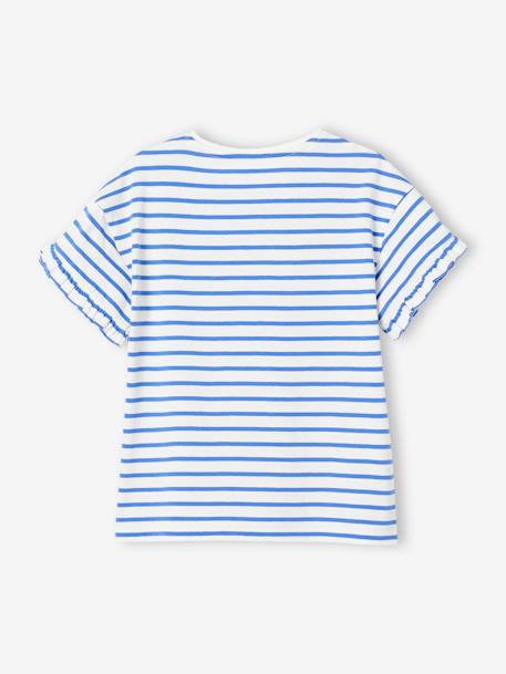 T-shirt às riscas, coração com lantejoulas, para menina azul-céu+BRANCO MEDIO AS RISCAS+marinho+riscas azuis 