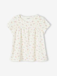 Menina 2-14 anos-T-shirts-T-shirts-T-shirt modelo blusa às flores, para menina