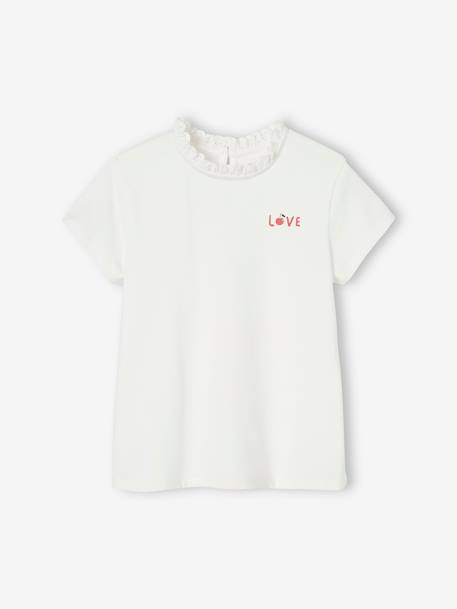 T-shirt de mangas curtas, personalizável, para menina cru+marinho 