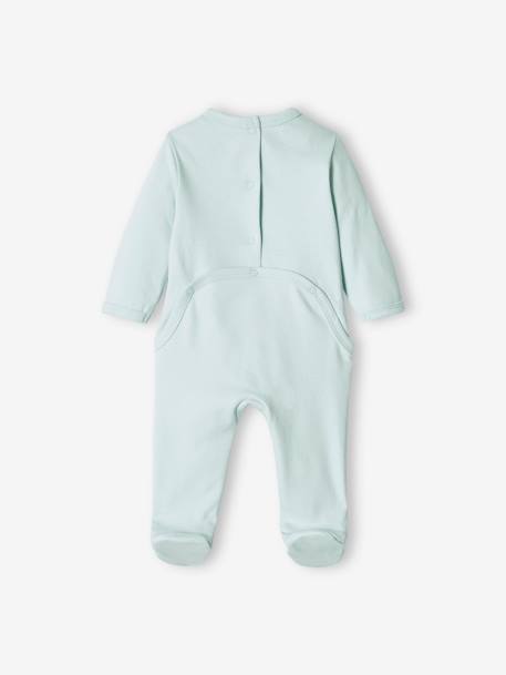 Lote de 3 pijamas básicos, em interlock, para bebé azul-céu+cru+lilás suave 
