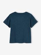 T-shirt com detalhes em relevo e irisados, para menina alperce+azul-céu+azul-tinta+riscas marinho+verde amêndoa 