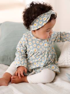 Bebé 0-36 meses-Conjunto de 3 peças, fita para o cabelo, vestido com motivos e leggings, para bebé