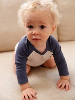 Bebé 0-36 meses-Body com mangas a contrastar, para bebé