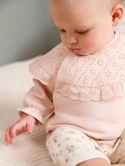 Bebé 0-36 meses-Camisolas, casacos de malha, sweats-Sweat com gola em bordado inglês, para bebé