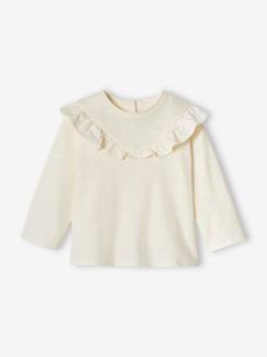 Bebé 0-36 meses-T-shirts-Camisola com folho, em jersey com efeito mesclado, para bebé
