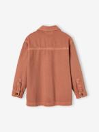 Casaco modelo camisa, em tecido com efeito de tingimento tipo pigmento, para menino terracota 