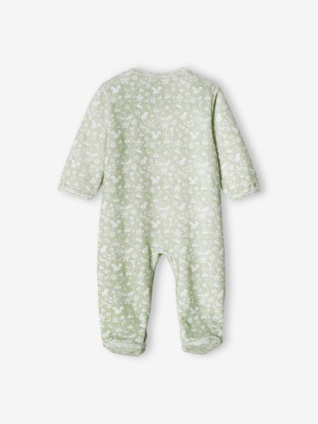 Pijama coelho, em veludo, para bebé verde-água 