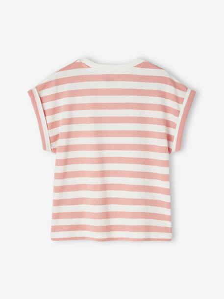 T-shirt às riscas, personalizável, para menina risas verde+riscas rosa 