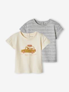 Bebé 0-36 meses-Lote de 2 t-shirts basics de mangas curtas, para bebé