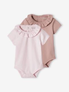 Bebé 0-36 meses-T-shirts-Lote de 2 bodies com gola fantasia, mangas curtas, para bebé