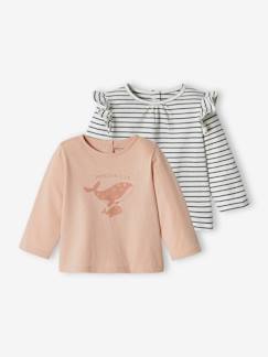 Bebé 0-36 meses-T-shirts-T-shirts-Lote de 2 camisolas basics, de mangas compridas, para bebé