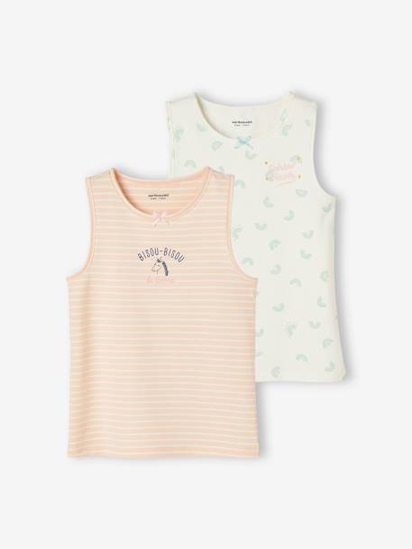 Lote de 3 camisolas de cavas estampadas, para menina rosa-pálido 