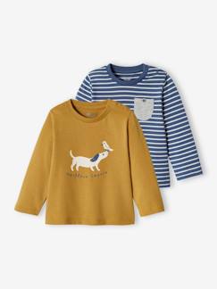 Bebé 0-36 meses-T-shirts-Lote de 2 camisolas basics, com animal e risca, para bebé