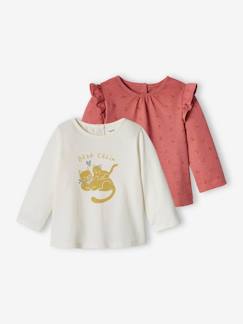 Bebé 0-36 meses-T-shirts-T-shirts-Lote de 2 camisolas basics, de mangas compridas, para bebé