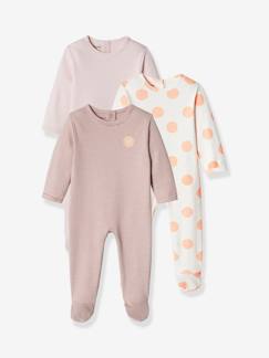 Bebé 0-36 meses-Pijamas, babygrows-Lote de 3 pijamas básicos, em interlock, para bebé