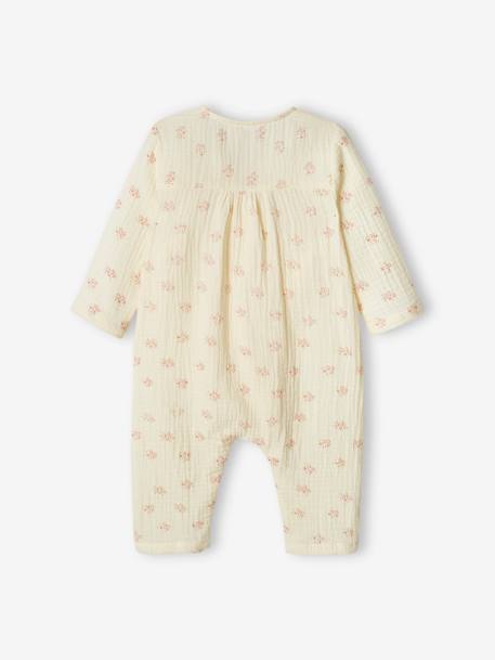 Pijama cruzado, abertura especial recém-nascido, em gaze de algodão, para bebé cru 