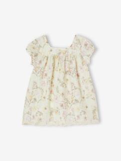 Bebé 0-36 meses-Vestidos, saias-Vestido florido de mangas curtas, para bebé