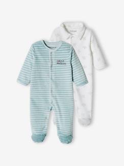Bebé 0-36 meses-Pijamas, babygrows-Lote de 2 pijamas barco, em veludo, para bebé menino