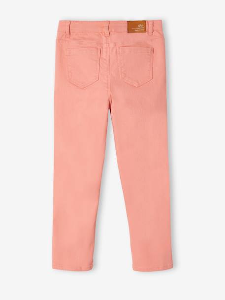 Calças Mom fit morfológicas, medida das ancas média, para menina azul-tinta+cru+pêssego 