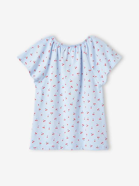 Blusa estampada com mangas borboleta, para menina AZUL ESCURO ESTAMPADO+azul-céu 