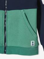 Casaco de desporto, com fecho e capuz, efeito colorblock, para menino azul-rei+cinza mesclado+verde 