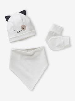 Personalizáveis-Bebé 0-36 meses-Acessórios-Conjunto  Cão, personalizável, com gorro + luvas de polegar + lenço, em malha, para bebé