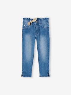Menina 2-14 anos-Jeans -Calças curtas de ganga com laço, para menina