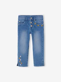Menina 2-14 anos-Jeans -Calças curtas de ganga, flores bordadas, para menina