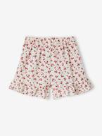 Saia-calção, para menina cru+rosa-framboesa+verde 