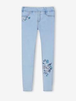 Menina 2-14 anos-Jeans -Treggings morfológicas bordadas, "waterless", para menina, medida das ancas Larga