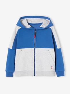 Menino 2-14 anos-Camisolas, casacos de malha, sweats-Casaco de desporto, com fecho e capuz, efeito colorblock, para menino