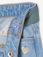 Jeans largos e cinto em gaze de algodão, comprimento pelos tornozelos, para menina double stone+stone 