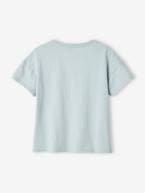 T-shirt com detalhes em relevo e irisados, para menina alperce+azul-céu+azul-tinta+cru+riscas marinho+verde amêndoa 