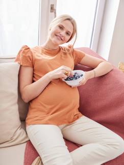 Roupa grávida-T-shirts, tops-T-shirt bimatéria, mangas curtas, para grávida