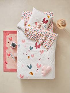 Quarto para criança e bebé-Conjunto capa de edredon + fronha de almofada para criança, tema Voo de borboletas