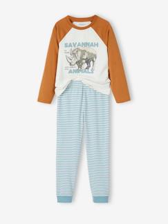 -Pijama com mangas raglan e rinocerontes, para menino