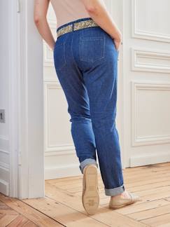 Roupa grávida-Jeans-Jeans corte paperbag com cinto, para grávida