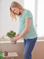 T-shirt de mangas curtas, para grávida marinho+verde 