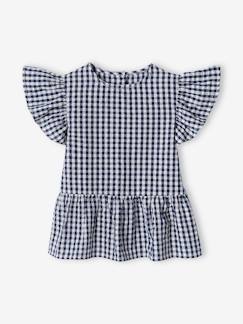 Menina 2-14 anos-Blusas, camisas-Blusa com folhos, aos quadrados vichy, para menina