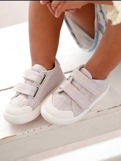 Calçado-Calçado bebé (17-26)-Sapatilhas com barras autoaderentes, em tecido, para bebé menina