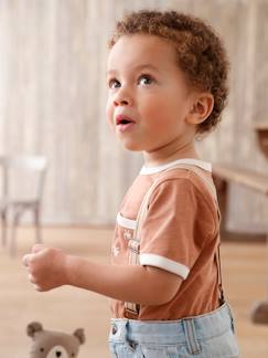Bebé 0-36 meses-T-shirts-T-shirt salamandras em algodão com efeito mesclado, mangas curtas, para bebé