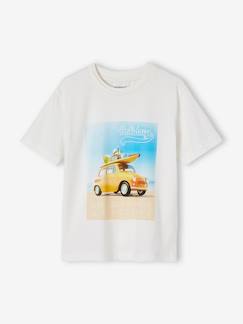 -T-shirt com impressão fotográfica carro, para menino
