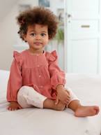 Calças em gaze de algodão, para bebé azul-acinzentado+cru+rosa-pálido+rosa-velho 
