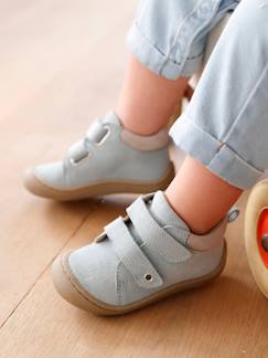 Calçado-Calçado bebé (17-26)-Primeiros passos (17-23)-Botinhas em pele suave, com barras autoaderentes, para bebé, especial gatinhar